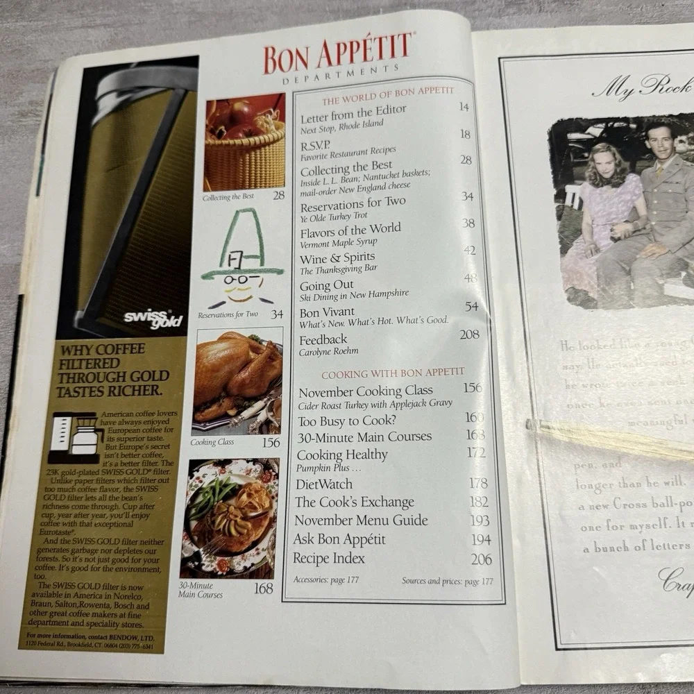 Bon Appetit Magazine New England Thanksgiving Cooking Recipe‎ November 1991